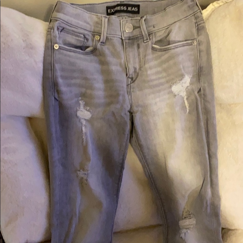 Express Mia mid rise legging denim in grey